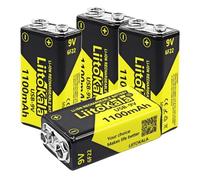 LiitoKala 9V Piles Rechargeables, 1100 mAh USB-C Haute Capacité Lithium, avec Voyant Lumineux, pour Détecteurs de Fumée, Détecteurs de Métaux, Talkies Walkies, Appareils Médicaux Etc. (4 Pack)