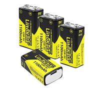 LiitoKala Piles 9v Rechargeable 1100mAh, Batterie 9V Rechargeable Li-ION USB C, Haute Capacité avec Indicateur LED pour détecteurs de fumée, Détecteur de Fumée, Talkie-walkie et Plus Encore (4PCS)