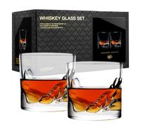 LIITON Grand Canyon Crystal Bourbon Whisky Glasses Coffret cadeau de 2, verre à cocktail à l'ancienne congelable, cadeau de luxe pour homme, 10 oz