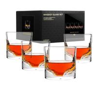 LIITON Grand Canyon Crystal Bourbon Whisky Glasses Coffret cadeau de 4, verre à cocktail à l'ancienne congelable, cadeau de luxe pour homme, 10 oz