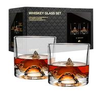 LIITON K2 Lot de 2 verres à bourbon en cristal de montagne népalais, cadeau de luxe lourd congelable pour homme, garçon d'honneur, 283,5 g