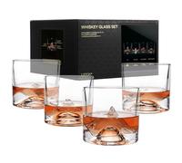 LIITON The Peaks Mountains Crystal Bourbon Verres à Whisky Lot de 4, Verre à Cocktail à l'ancienne Congelable, Cadeaux pour Hommes, Scotch, 10 oz