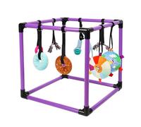 Liitrton Gymnase de jeu pour chiots avec 8 jouets à suspendre, jouets interactifs d'enrichissement pour chiens, cadre en PVC 49,5 x 49,5 x 49,5 cm (violet)
