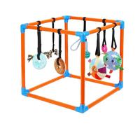Liitrton Gymnase de jeu pour chiots avec 8 jouets à suspendre, jouets interactifs d'enrichissement pour chiens, cadre en PVC 49,5 x 49,5 x 49,5 cm (orange)