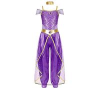 LiiYii Costume Danse Orientale Enfant Costume Danse Fille Belly Dance Indienne Ensemble Déguisement Princess 2-12 Ans Violet 11-12 Ans
