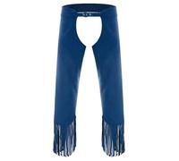 LiiYii Costume Homme Cowboy Pantalon Chaps Sans Cheval En Daim Pantalon Hippie Vintage À Franges Déguisement Costume Carnaval Halloween Bleu M
