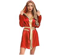 LiiYii Femme Robe de Boxe À Capuche Vêtements Muay Thai Boxers Darts Martiaux Doudoune Kickboxeur Ceinture Peignoir de Bain Vêtements Grappling Darts Martiaux Kickboxing Bourgogne 44