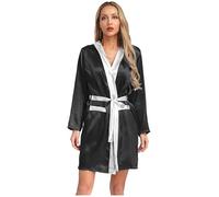LiiYii Femme Robe de Boxe À Capuche Vêtements Muay Thai Boxers Darts Martiaux Doudoune Kickboxeur Ceinture Peignoir de Bain Vêtements Grappling Darts Martiaux Kickboxing Noir et argent 44