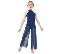 LiiYii Filles Robe Ballet Lyrique Contemporaine Justaucorps Patinage Artistique Avec Paillettes Body Danse Classique Moderne Et Jazz Leotard Gymnastique Tenue Danse Bleu marine 13-14 ans
