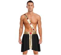 LiiYii Homme Costume Cupidon Pour Saint Valentin Costumes Eros Dieu De Lamour Tunique Robe Toge Dieu Grec Romain Costumes Carnaval Fête Halloween Noël Noir 3XL