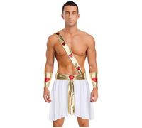 LiiYii Homme Costume Cupidon Pour Saint Valentin Costumes Eros Dieu De Lamour Tunique Robe Toge Dieu Grec Romain Costumes Carnaval Fête Halloween Noël Blanc 3XL