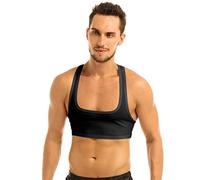 LiiYii Homme Sexy Débardeur Haut Court Sport Sissy Soutien-Gorge Col U Dos Y Lingerie de Nuit sans Manche sous-vêtement Entraînement Top Boîte de Nuit Cosplay Gay M-XL Noir XL