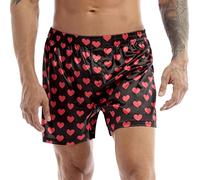 LiiYii Homme Short de Pyjama Caleçon de Sport Amour Coeur Lingeire de Nuit Lâche Boxer Briefs Short de Bain Culotte Plage Underwear Elastique Respirant M-XL Noir L