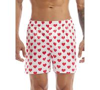 LiiYii Homme Short de Pyjama Caleçon de Sport Amour Coeur Lingeire de Nuit Lâche Boxer Briefs Short de Bain Culotte Plage Underwear Elastique Respirant M-XL Blanc L