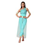 LiiYii Jumpsuit De Princesse Arabe Femme Avec Surcouche En Tulle Pailleté Pour Danse Orientale Cosplay Halloween Carnaval Menthe verte XXL