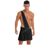 LiiYii Jupe de Gladiateur Homme Costume Chevalier Déguisement Guerrier Grec Ancien Tenue Clubwear Performance Scène Noir L