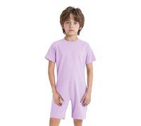 LiiYii Salopette De Travail pour Enfant Garçon Casual Grenouillère Tenue Intégrale Manches Courtes Vêtement De Plage Vacances École Pyjama En Coton Lavande 7-8 ans