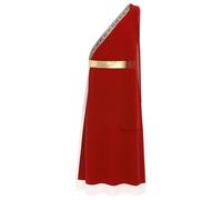 LiiYii Toge d'Halloween Style Antique pour Hommes Tunique Une Épaule Sans Manches Finitions Vintage Robe de César pour Déguisement et Fêtes Bourgogne M