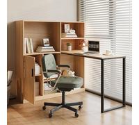 LIJBDDM Bureau d'ordinateur à étagère, bureau d'armoire, bureau d'armoire, bureau d'armoire, bureau d'armoire, naturel 120 cm