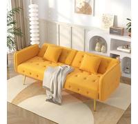 LIJBDDM Canapé-lit Deux Places Multifonction avec Fonction Couchage, Dossier réglable et accoudoirs Multipositions. Canapé-lit Pliant Moderne pour Le Salon. (Yellow + Foam + 2 Seat)