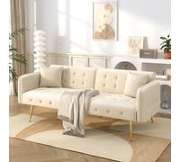 LIJBDDM Canapé-lit Deux Places Multifonction avec Fonction Couchage, Dossier réglable et accoudoirs Multipositions. Canapé-lit Pliant Moderne pour Le Salon. (Beige + Foam + 2 Seat)