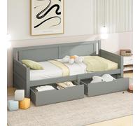 LIJBDDM Lit Mezzanine 90 x 200, Conception de sécurité Haute clôture avec Armoire, étagères et Espace de Rangement avec échelle d'escalade de sécurité, lit Multifonctionnel (Gray + Wood + 90cm*200cm)