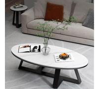 LIJBDDM Table Basse Moderne Ovale en Marbre Gris, Table de Thé ou de Cocktail, Console en Métal
