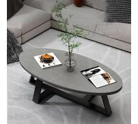 LIJBDDM Table Basse Moderne Ovale en marbre, Table Basse Moderne du Milieu du siècle, Table Centrale en Ardoise avec Cadre en métal, Table de thé, Table de Cocktail