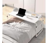 LIJBDDM Table De Lit à roulettes Bedtable,Poste De Travail Debout Réglable en Hauteur/Largeur Table De Lit à roulettes(Color:Blanc)