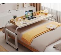 LIJBDDM Table de lit à roulettes réglable avec roulettes pour la maison, l'hôpital et le travail de relaxation quotidien (couleur : bois)