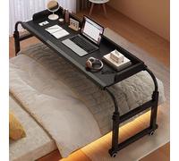 LIJBDDM Table De Lit Pivotante à Hauteur Réglable avec roulettes pour Un Usage Domestique,Table De Plateau à roulettes pour Ordinateur Portable(Color:Noir)