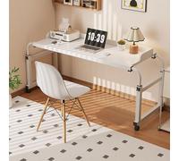 LIJBDDM Table De Lit sur roulettes,Bureau D'ordinateur avec roulettes 360° Bureau D'ordinateur Portable Roulant Moderne Table De Lit Réglable en Hauteur avec roulettes Pivotantes(Color:Blanc)