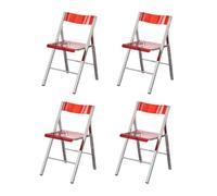 LIJCHGAO Chaise Pliante Moderne en Acrylique Chaises de Salle à Manger Pliantes Lot de 4 Tabouret De Salle À Manger Transparent pour Salle à Manger Bureau Activités de conférence(Red)