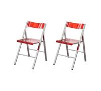 LIJCHGAO Chaise Pliante Moderne en Acrylique Transparent Chaises De Salle À Manger Transparent Tabouret de Salle à Manger Pliantes pour Salle à Manger Salon Jardin Lot de 2(Red)