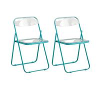 LIJCHGAO Chaise Pliante Moderne en Acrylique Transparent Siège de Salon en Plastique PC Lot de 2 Siège en Cristal empilable 55cm D x 46cm L x 77cm H Chaises Pliante(Lake Blue)