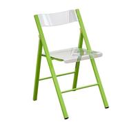 LIJCHGAO Chaise Transparente pour Vanité sans Assemblage Tabouret Pliable en Acrylique Transparent Cadre chromé et Chaise Pliable Stable pour Cuisine Bar événem(Green)
