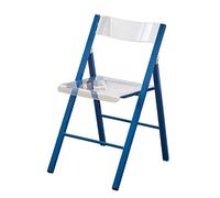 LIJCHGAO Chaise Transparente pour Vanité Tabouret Portable Pliable pour Salon Chaise Pliable Empilable en Cristal pour Salle à Manger Bureau Activités de conférence(Blue)