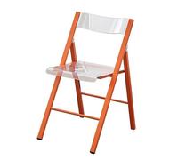 LIJCHGAO Chaise Transparente pour Vanité Tabouret Portable Pliable pour Salon Chaise Pliable Empilable en Cristal pour Salle à Manger Bureau Activités de conférence(Orange)
