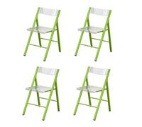 LIJCHGAO Chaises de Salle à Manger Pliantes Tabouret Transparente pour Vanité Chaise Pliante empilable en Cristal pour Salle à Manger Salon Jardin Lot de 4(Green)