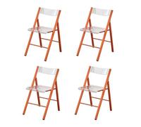 LIJCHGAO Chaises de Salle à Manger Pliantes Tabouret Transparente pour Vanité Chaise Pliante empilable en Cristal pour Salle à Manger Salon Jardin Lot de 4(Orange)