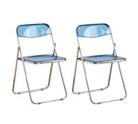 LIJCHGAO Chaises Pliantes en Acrylique Chaise Pliante Transparente de Luxe Moderne Siège de Salon en Plastique PC Transparent Chaise Pliante pour Banquet Conférence Fête Lot de 2(Blue)