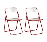 LIJCHGAO Chaises Pliantes en Acrylique Chaise Pliante Transparente de Luxe Moderne Siège de Salon en Plastique PC Transparent Chaise Pliante pour Banquet Conférence Fête Lot de 2(Burgundy)