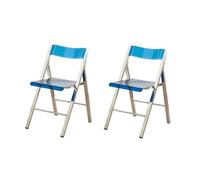 LIJCHGAO Lot de 2 Chaise de conférence Pliante Chaises de Salle à Manger Pliantes Tabouret Pliable en Acrylique Transparent pour Salle à Manger Bureau Activités de conférence(Blue)