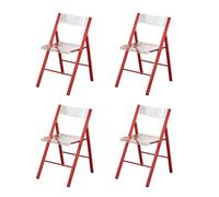 LIJCHGAO Lot de 4 Chaise De Jardin Siège De Salon Chaise Pliante Moderne en Acrylique Transparent pour Salle à Manger Bureau Activités de conférence(Red)