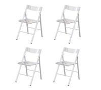 LIJCHGAO Lot de 4 Chaise De Jardin Siège De Salon Chaise Pliante Moderne en Acrylique Transparent pour Salle à Manger Bureau Activités de conférence(White)
