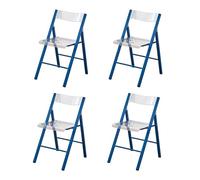 LIJCHGAO Lot de 4 Chaise Pliante Transparent Moderne Tabouret Portable Pliable Chaise Pliable Empilable en Cristal pour Salle à Manger Bureau Activités de conférence(Blue)