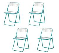 LIJCHGAO Lot de 4 Moderne en Acrylique Transparent Chaise Pliante empilable en Cristal Tabourets de Bar d'Extérieur Portables pour 55cm D x 46cm L x 77cm H(Lake Blue)