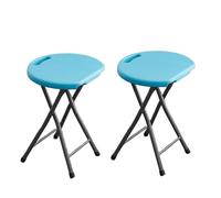 LIJCHGAO Tabouret Haut de Bar Pliant Extérieur Tabouret Cuisine 28cm D x 24cm W x 48cm H Tabouret Pliant pour Meuble de Terrasse Balcon Pati Lot de 2(Light Blue)