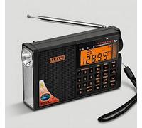 LIJIANI Radio à ondes courtes AIR/VHF/AM/FM/SW/Transistor avec carte TF/lampe de poche, rétroéclairage des clés, enregistrement numérique, réveil, minuterie de sommeil, alimenté par AA et batterie au