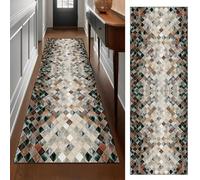LIJIAO Lavable Tapis de Couloir 60 x 260 cm Résistant, Entretien Facile Fabriqué sur Mesure pour la Cuisine, Le Couloir avec Support antidérapant pour Salon Couloir, E